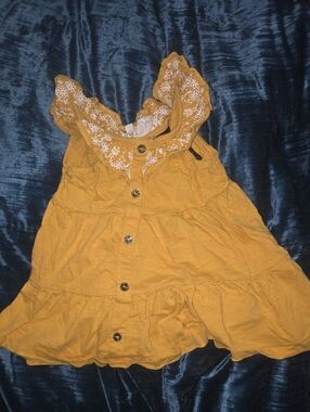 Cynthia Rowley Mustard Yellow Embroidered Ruffle Tank Top